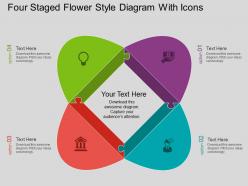 Sc four staged flower style diagram with icons flat powerpoint design