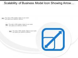 Scalability of business model icon showing arrow with boxes
