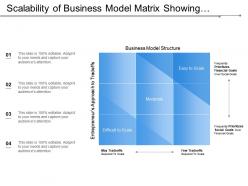 Scalability of business model matrix showing priorities and goals