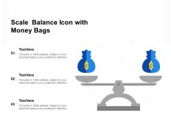 Scale balance icon with money bags