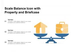 Scale balance icon with property and briefcase