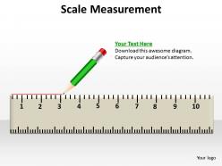 Scale measurement shown by pencil crayon with rubber at end making a line powerpoint templates