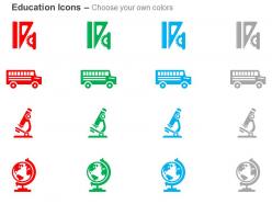 Scale school bus microscope globe ppt icons graphics