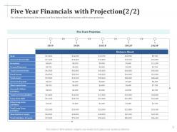 Scale up your company through series b investment five year financials with projection