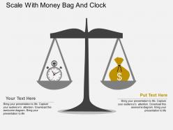 Scale with money bag and clock flat powerpoint design