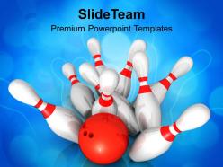 Scattered skittle and bowling ball competition powerpoint templates ppt themes and graphics 0313