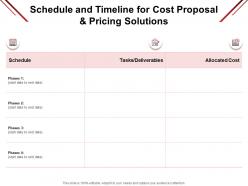 Schedule and timeline for cost proposal and pricing solutions deliverables ppt example 2015