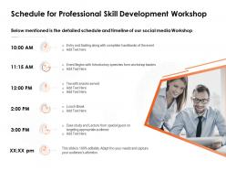 Schedule for professional skill development workshop snacks served ppt powerpoint presentation icon