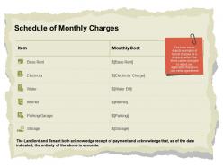 Schedule of monthly charges ppt powerpoint presentation professional picture