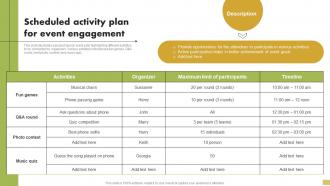 Scheduled Activity Plan For Event Engagement Steps For Implementation Of Corporate