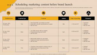 Scheduling Marketing Content Before Brand Launch Market Branding Strategy For New Product Launch Mky SS