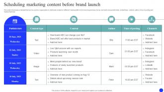 Scheduling Marketing Content Before Brand Market And Launch Strategy MKT SS V