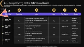 Scheduling Marketing Content Before Brand Strategy For Increasing Company Presence MKT SS V