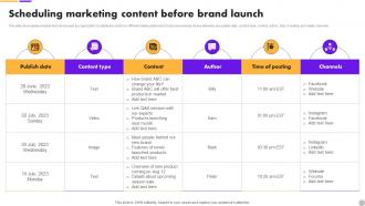 Scheduling Marketing Content Before Launch Brand Extension Strategy To Diversify Business Revenue MKT SS V