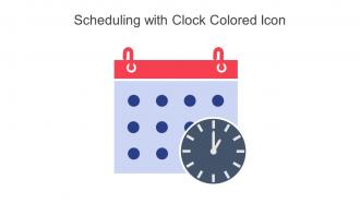 Scheduling With Clock Colored Icon In Powerpoint Pptx Png And Editable Eps Format