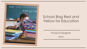 School Bag Red And Yellow For Education PPT Presentation AT