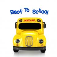 School bus with back to school concept stock photo