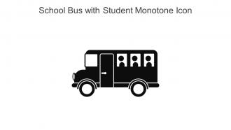 School Bus With Student Monotone Icon In Powerpoint Pptx Png And Editable Eps Format