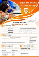 School improvement plan goal one pager presentation report infographic ppt pdf document