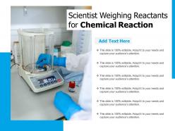 Scientist weighing reactants for chemical reaction