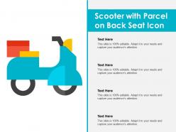 Scooter with parcel on back seat icon