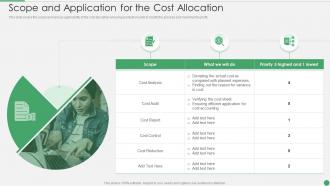 Scope And Application For The Cost Allocation Ppt Infographics Graphics Pictures