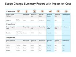 Scope change summary report with impact on cost