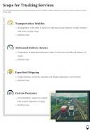 Scope For Trucking Services One Pager Sample Example Document