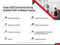 Scope of seo services for driving qualified traffic to website proposal ppt professional graphics