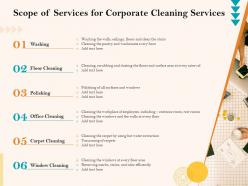 Scope of services for corporate cleaning services ppt file slides