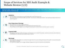 Scope of services for seo audit example and website review ppt powerpoint tutorials