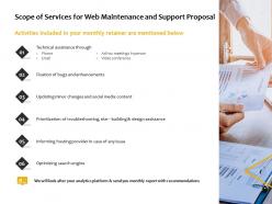 Scope of services for web maintenance and support proposal ppt powerpoint presentation gallery