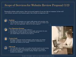 Scope of services for website review proposal analytics ppt file aids