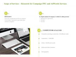 Scope of services research for campaign ppc and adwords services competitor spending ppt good