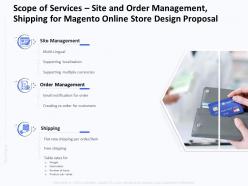 Scope of services site and order management shipping for magento online store design proposal ppt grid