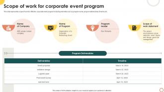 Scope Of Work For Corporate Event Program