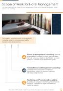 Scope Of Work For Hotel Management One Pager Sample Example Document