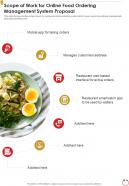 Scope Of Work For Online Food Ordering Management System Proposal One Pager Sample Example Document