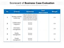 Scorecard of business case evaluation