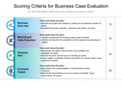 Scoring criteria for business case evaluation