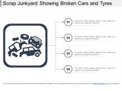 Scrap junkyard showing broken cars and tyres