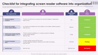 Screen Reader Checklist For Integrating Screen Reader Software Into Organization