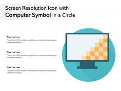 Screen resolution icon with computer symbol in a circle