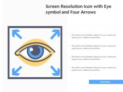 Screen resolution icon with eye symbol and four arrows