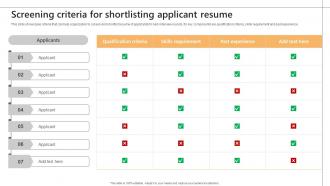 Screening Criteria For Shortlisting Applicant Resume Screening And Shortlisting Ideal