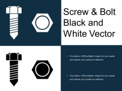 Screw and bolt black and white vector
