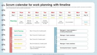 Scrum Calendar For Work Planning With Timeline