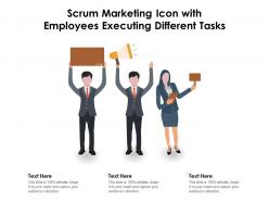 Scrum marketing icon with employees executing different tasks
