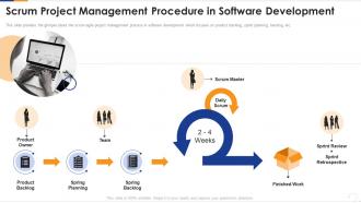 Scrum project management procedure in software development ppt layouts pictures