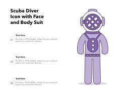 Scuba diver icon with face and body suit